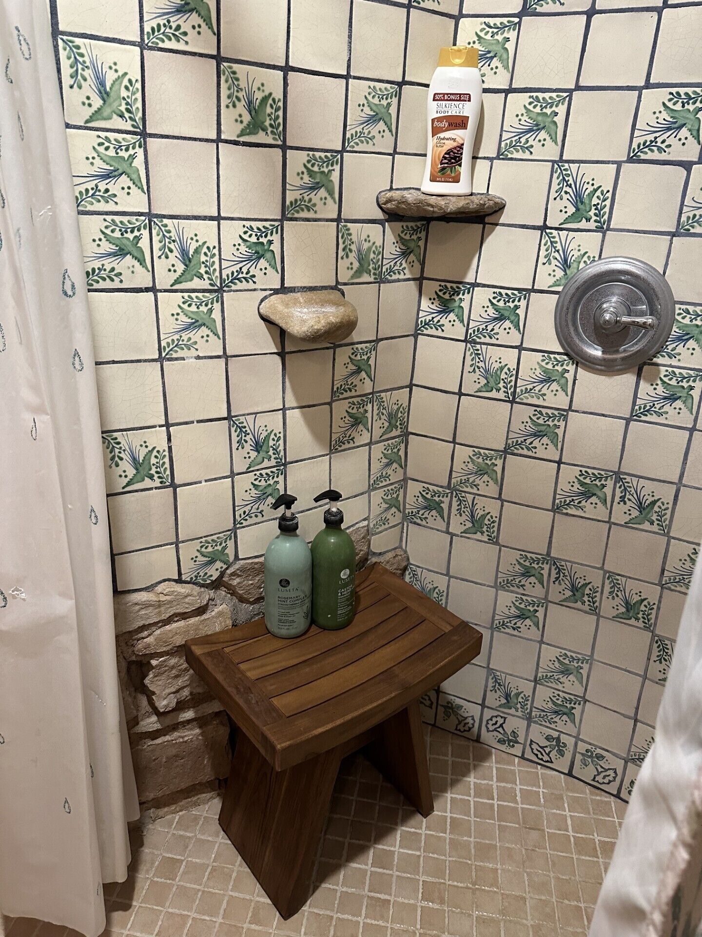 Shower, towels, soap, shampoo