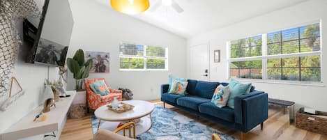 Maison, 3 chambres, non-fumeur, animaux de compagnie acceptés | Coin séjour