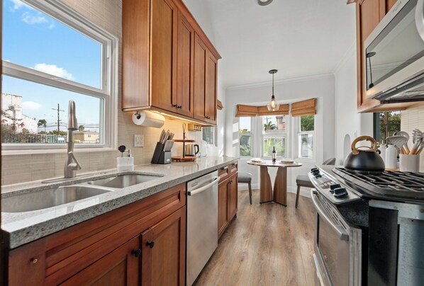 Microwave, oven, stovetop, dishwasher