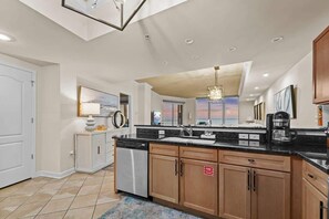 Fridge, microwave, oven, dishwasher