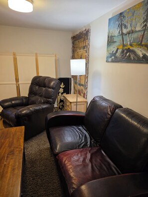 Smart TV, lareira, livros, monitores de computador