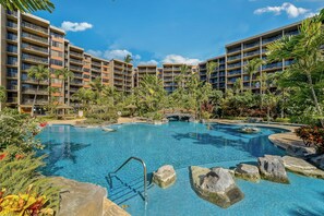 A heated pool - Kaanapali Shores 213 2BD North Kaanapali Resort Condo Overlooking Pool, Palms & Courtyard (Lahaina)