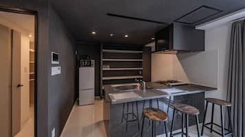 Laptop workspace, blackout curtains, soundproofing, iron/ironing board