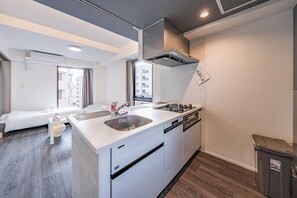 Superior Quadruple Room, Balcony, City View | Laptop workspace, blackout drapes, soundproofing, iron/ironing board - Namba River Side Garden Hotel (Osaka)