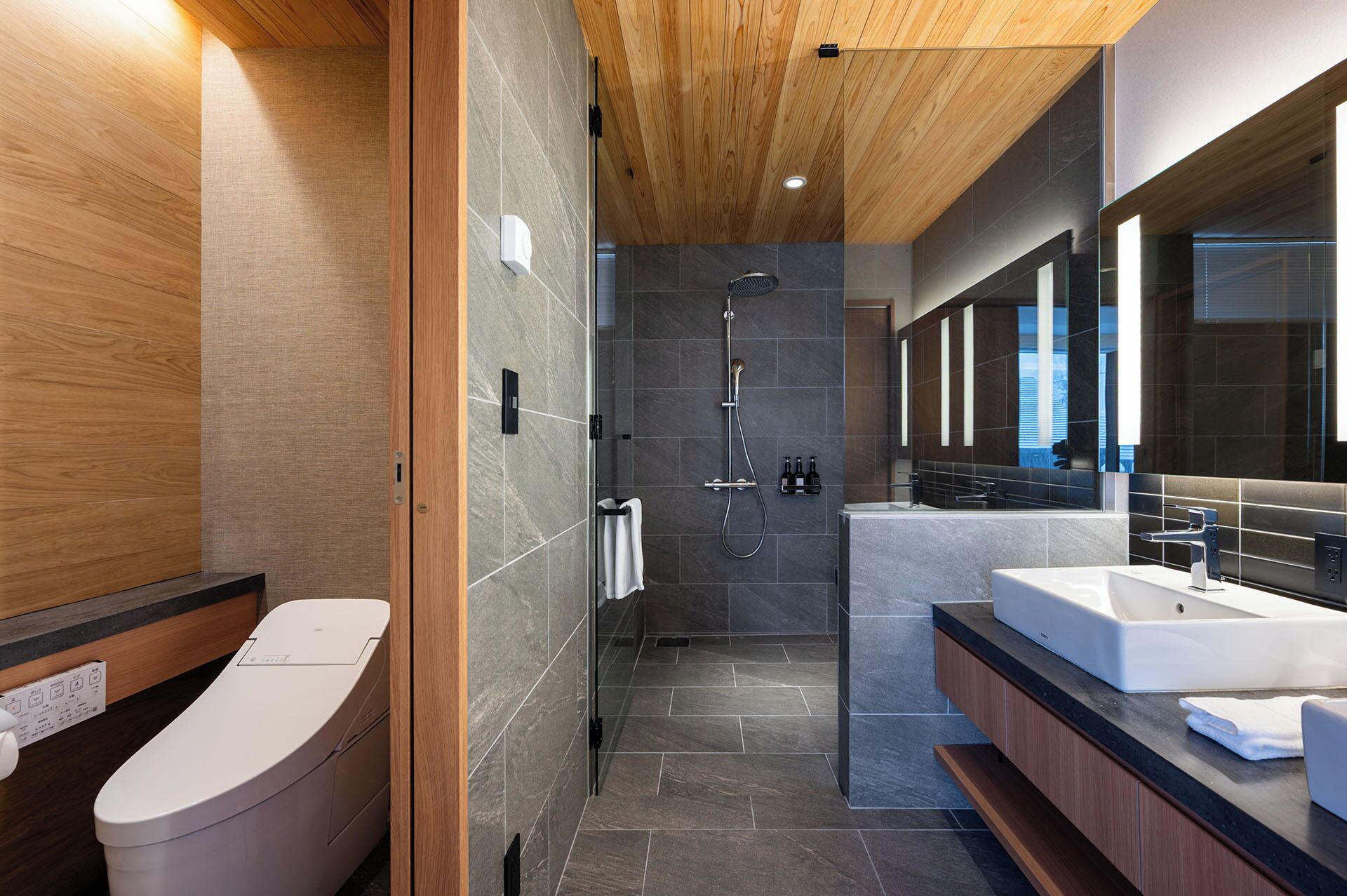 Towels, soap, shampoo, toilet paper