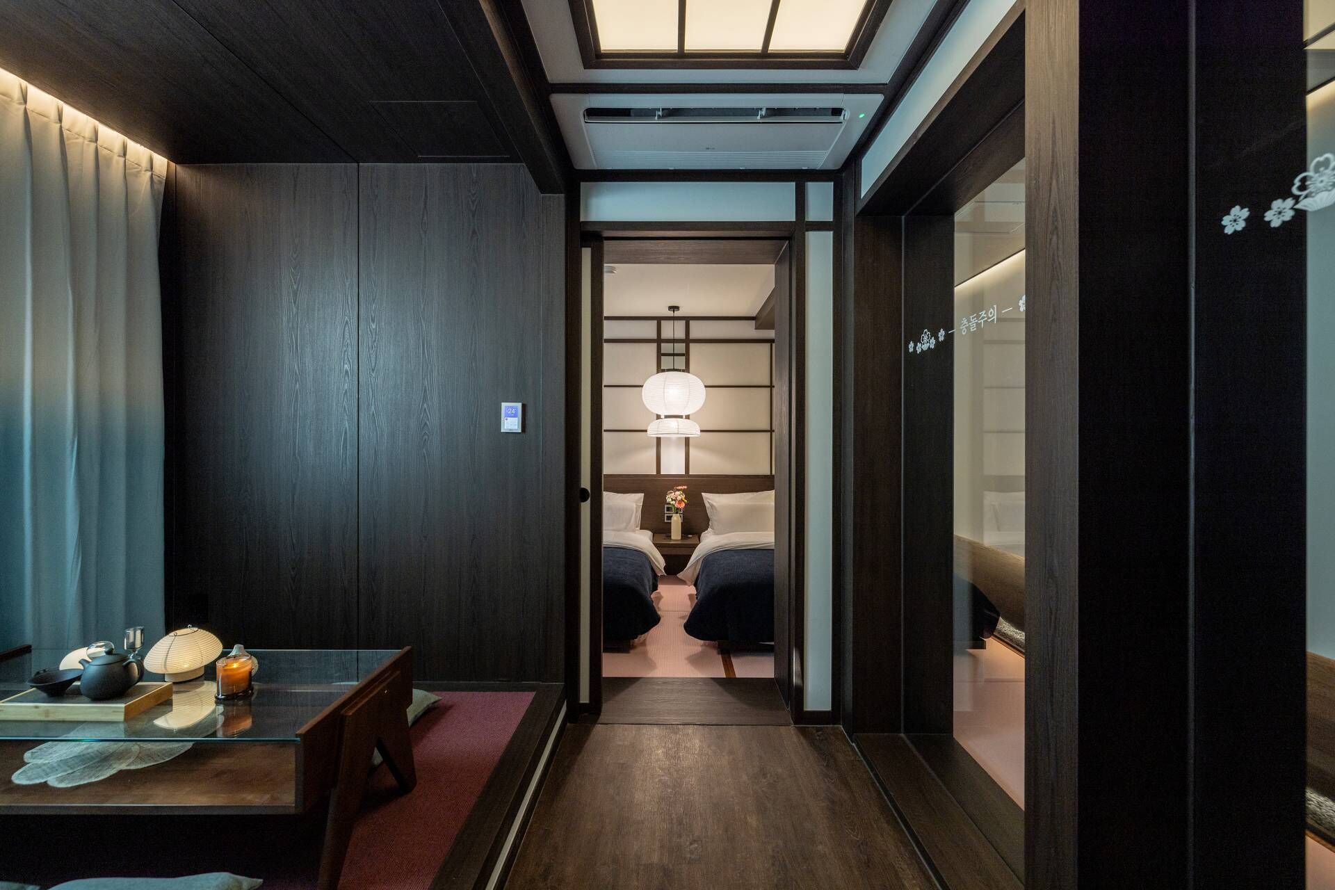 Individually decorated, individually furnished, desk, laptop workspace