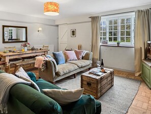 TV, fireplace - Bossington Green Cottage, Near Porlock (Nr Porlock)