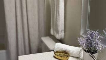 Secador de pelo, toallas, jabón, shampoo