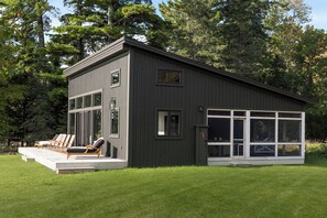 Terrace/patio - Stone and Cedar Lodge-Two Separate Homes with Private Dock and Sand Beach On Madeline Island! (LaPointe)