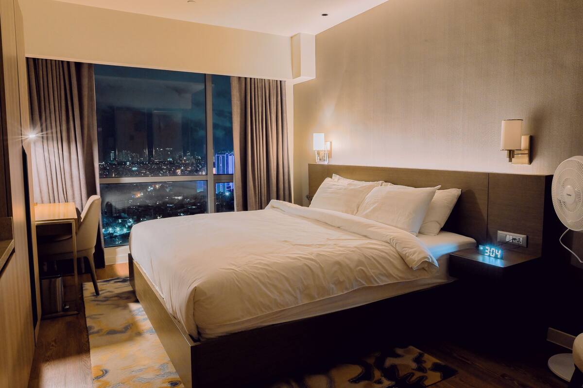 In-room safe, desk, laptop workspace, blackout curtains