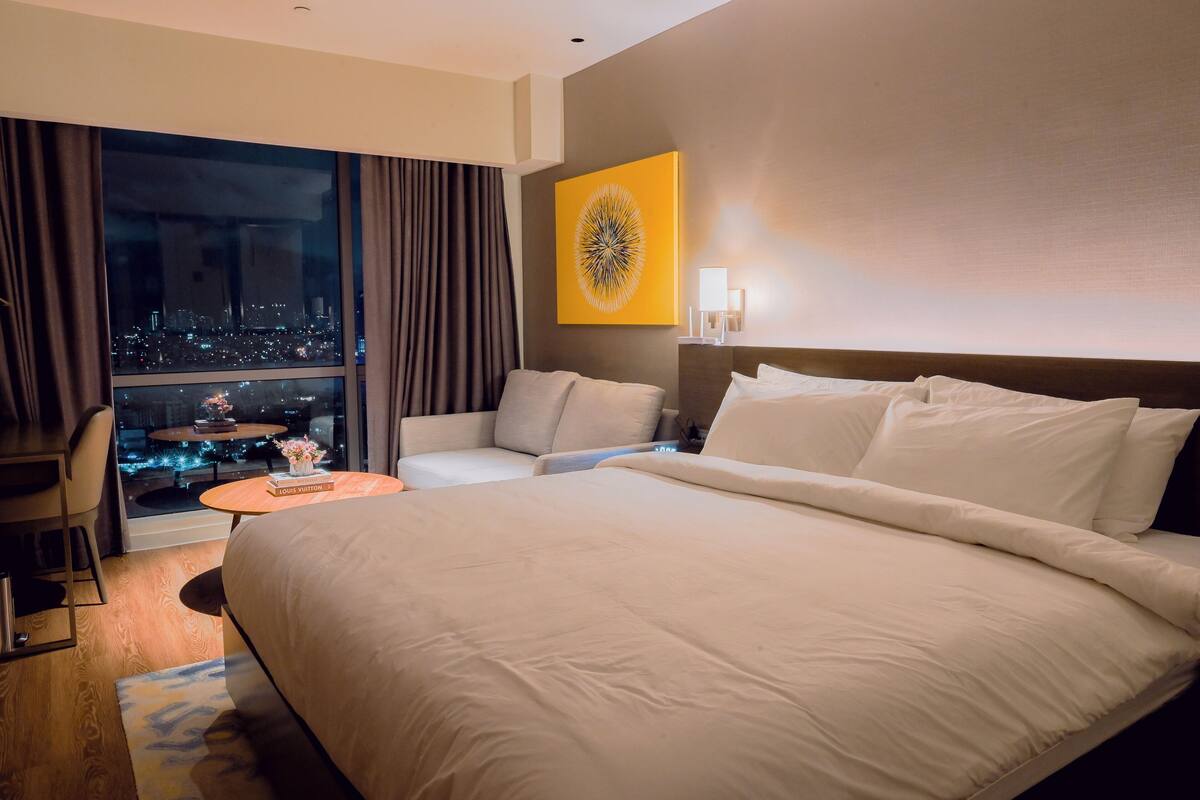 In-room safe, desk, laptop workspace, blackout curtains