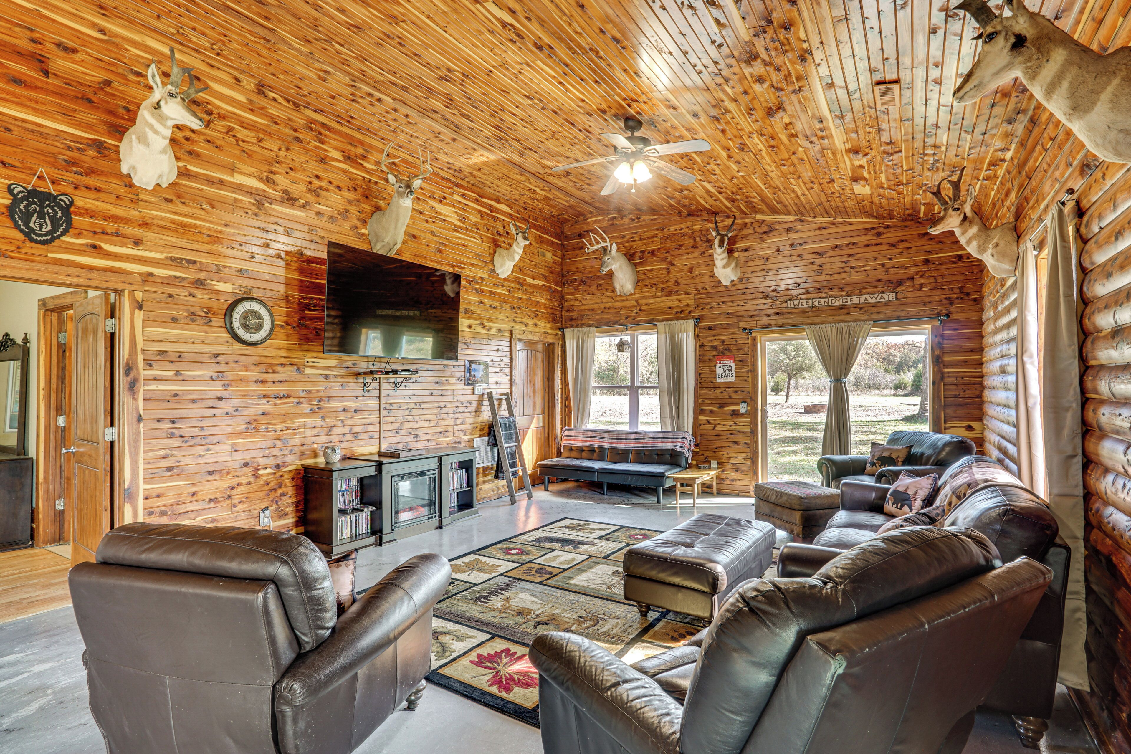 TV, fireplace, DVD player, books