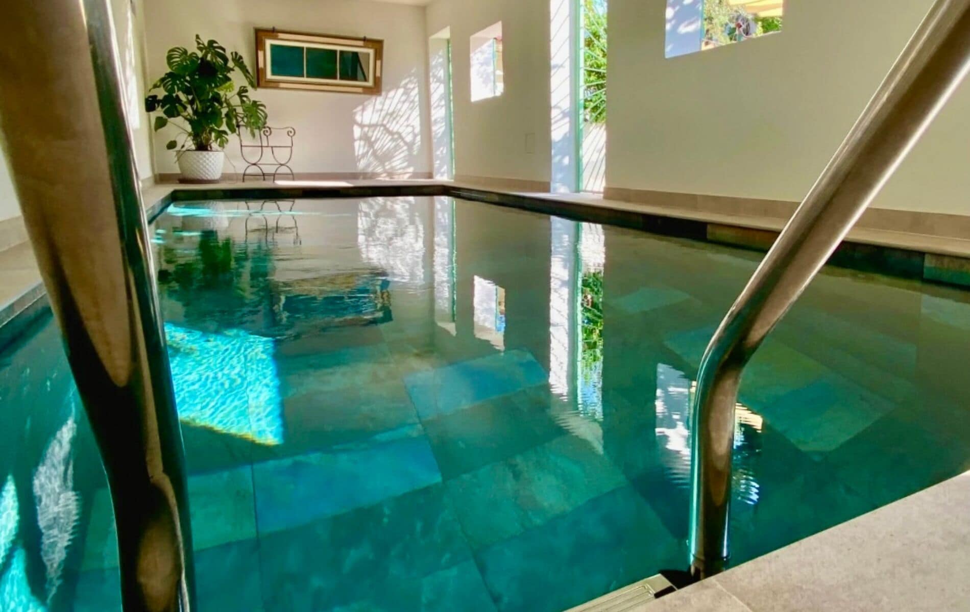 Indoor pool, pool umbrellas