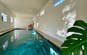 Indoor pool, pool umbrellas
