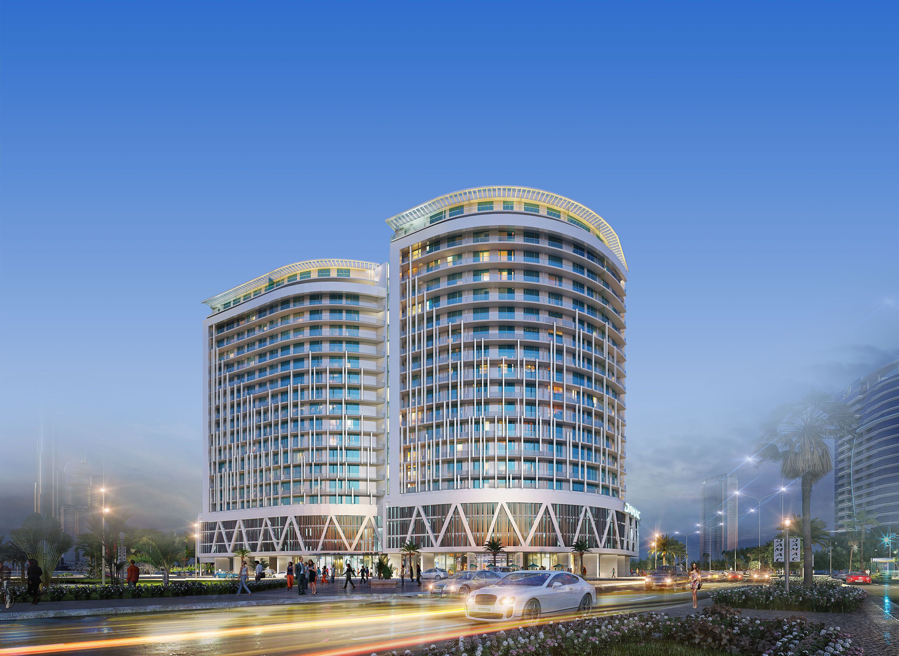 Bagian depan properti - sore/malam