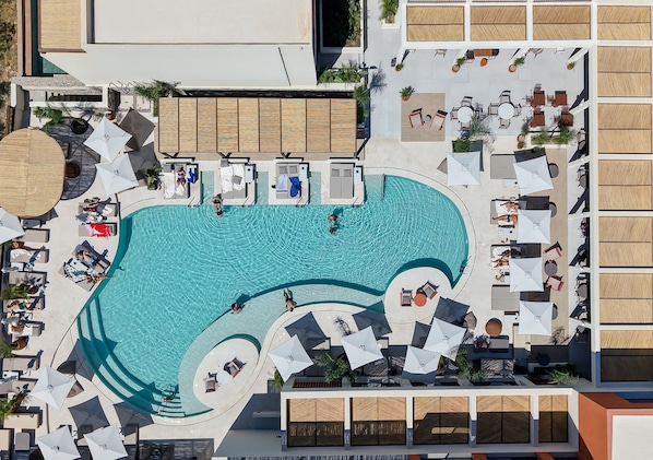 Seasonal outdoor pool, open 9:00 AM to 8:00 PM, pool umbrellas - ARATO by E•GEO, Adults Only (Kos)