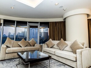 TV - The Grand Burj Panorama • 3BR Luxury Fountain Views + Balcony (Dubai)