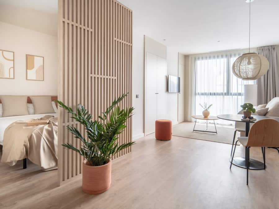 Superior Studio | Living area | 43-inch Smart TV with satellite channels