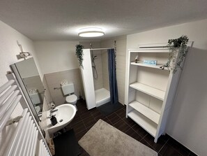 Dusche, Handtücher, Seife, Toilettenpapier