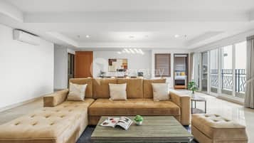 Apartment, 4 Bedrooms, City View | Living area | Smart TV, Netflix, streaming services