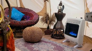 Interior - Beautiful Eco-Friendly Bell Tent with Fantastic Amenities for a Unique Glamping Escape near Fresno, Ohio (Fresno)