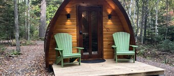 Luxurious White Pine Pod for Two Nestled in the Woods for an Unforgettable Glamping Getaway by Lake Superior in Wisconsin