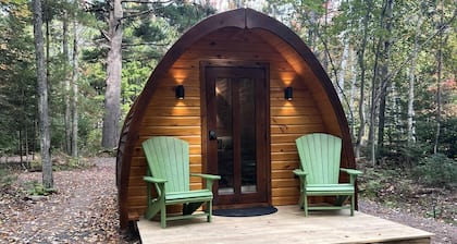 Luxurious White Pine Pod for Two Nestled in the Woods for an Unforgettable Glamping Getaway by Lake Superior in Wisconsin