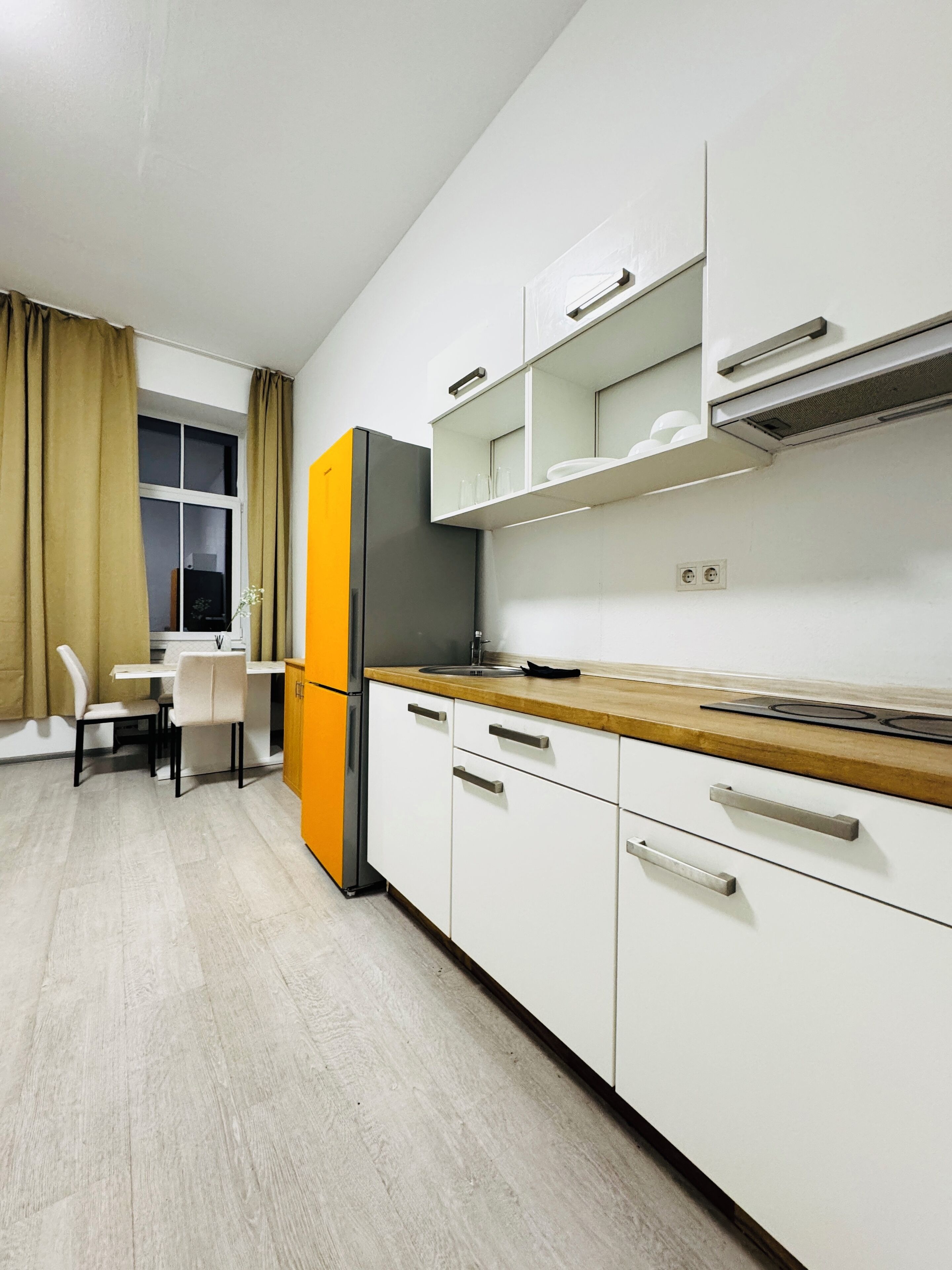 Basic-Apartment | Eigene Küche | Kühlschrank, Herdplatte, Kochgeschirr/Geschirr/Besteck
