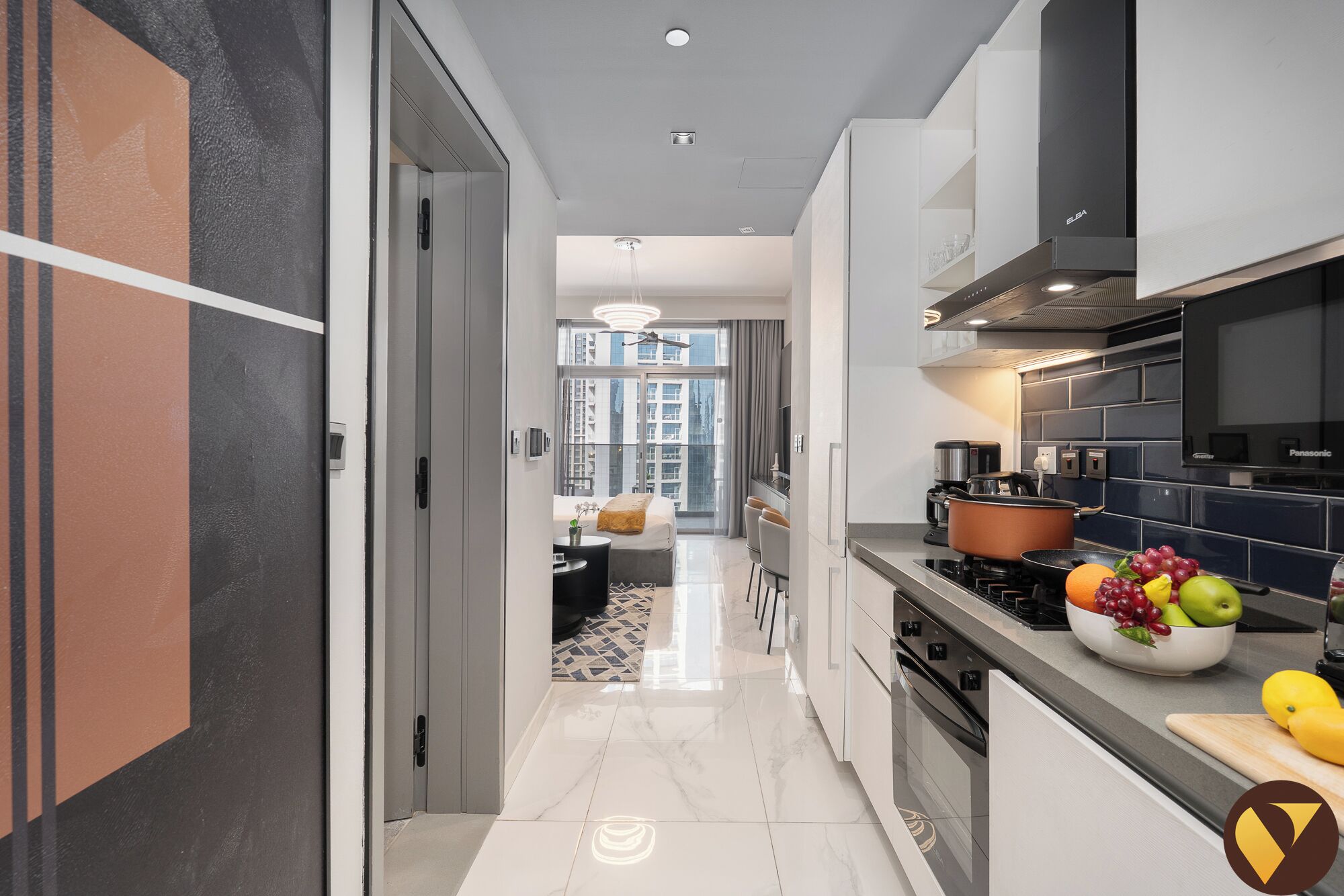 Studio, Balcony, City View | Private kitchen | Full-size fridge, microwave, oven, stovetop