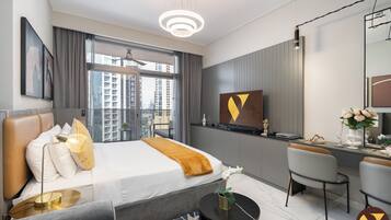 Estudio, balcón, vista a la ciudad | Cunas, wifi gratis y ropa de cama