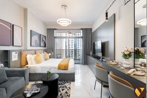 Estudio, balcón, vista a la ciudad | Cunas, wifi gratis y ropa de cama 