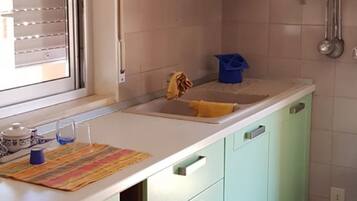 Fridge, oven, stovetop, high chair