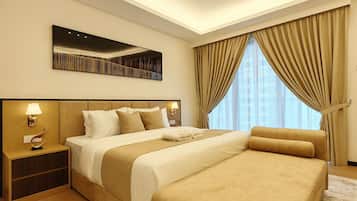 Caja fuerte, cortinas opacas, sistema de insonorización