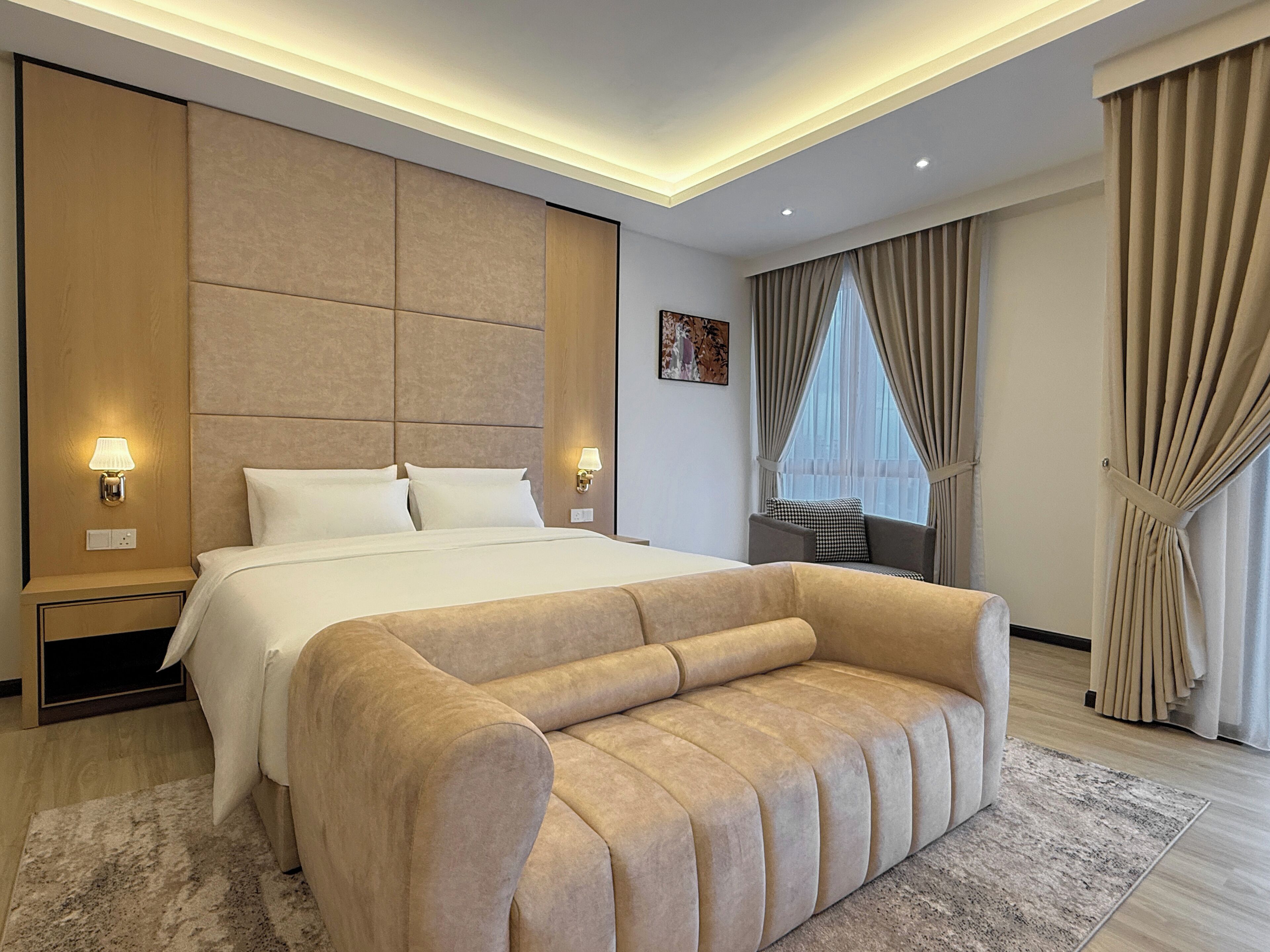 Blackout curtains, iron/ironing board, free WiFi, bed sheets