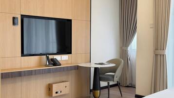 Blackout curtains, iron/ironing board, free WiFi, bed sheets