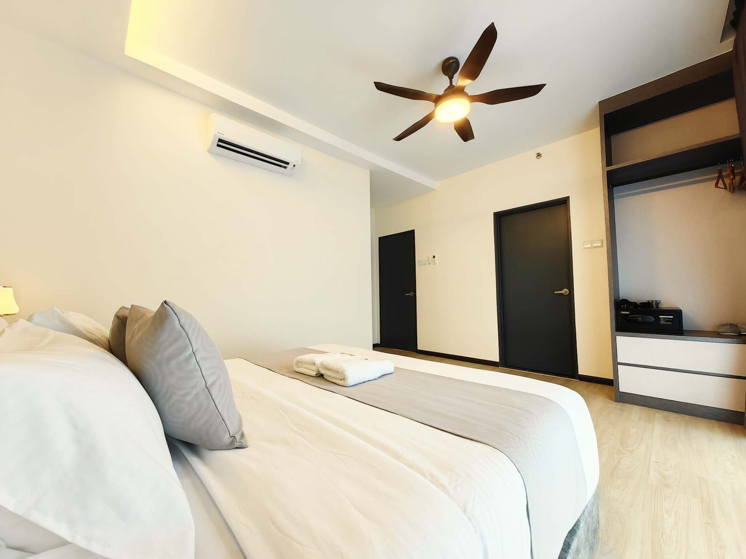 Blackout curtains, iron/ironing board, free WiFi, bed sheets