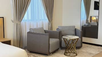 Blackout curtains, iron/ironing board, free WiFi, bed sheets