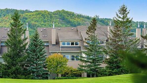 A residential building with multiple chimneys, surrounded by a well-maintained lawn and trees. - The Mountain House - Walk to the Village! (The Blue Mountains)