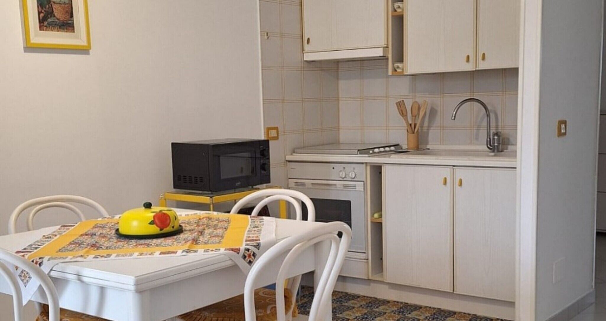 Fridge, oven, stovetop, high chair