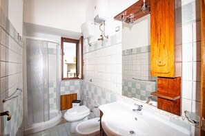 Shower, bidet, toilet paper