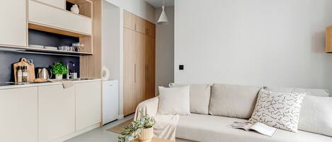 公寓, 1 间卧室, 阳台, 海洋景观 | 客厅