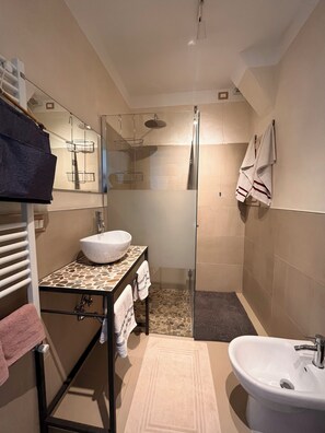 Dusche, Haartrockner, Bidet, Handtücher