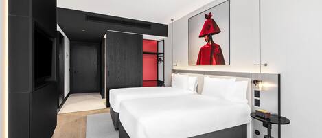 In-room safe, laptop workspace, blackout drapes, soundproofing