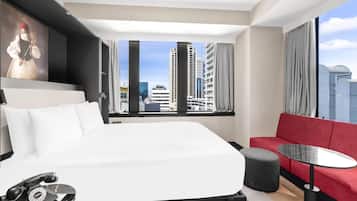 In-room safe, laptop workspace, blackout curtains, soundproofing