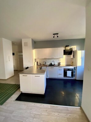 Oven, stovetop, dishwasher - Elegancki apartament z balkonem na Woli, tylko 10 min do ścisłego centrum (Warszawa)