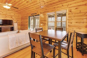 House (2 Bedrooms) | Interior - Fish & Hike: Wooded Circle P Cabin in Murphy (Murphy)