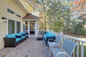 Interior - Theater Room & Deck at Massive Salt Pond Home! (Bethany Beach)
