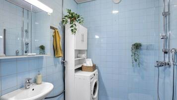 Hiustenkuivaaja, pyyhkeet, saippua, sampoo