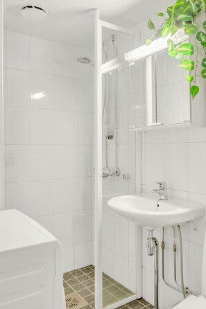 Hårtork, handdukar, tvål och schampo