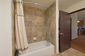 Hair dryer, towels, toilet paper